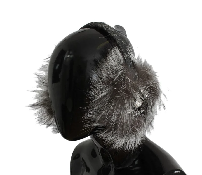 Dolce & Gabbana Elegant Fur and Crystal Ear Women's Muffs