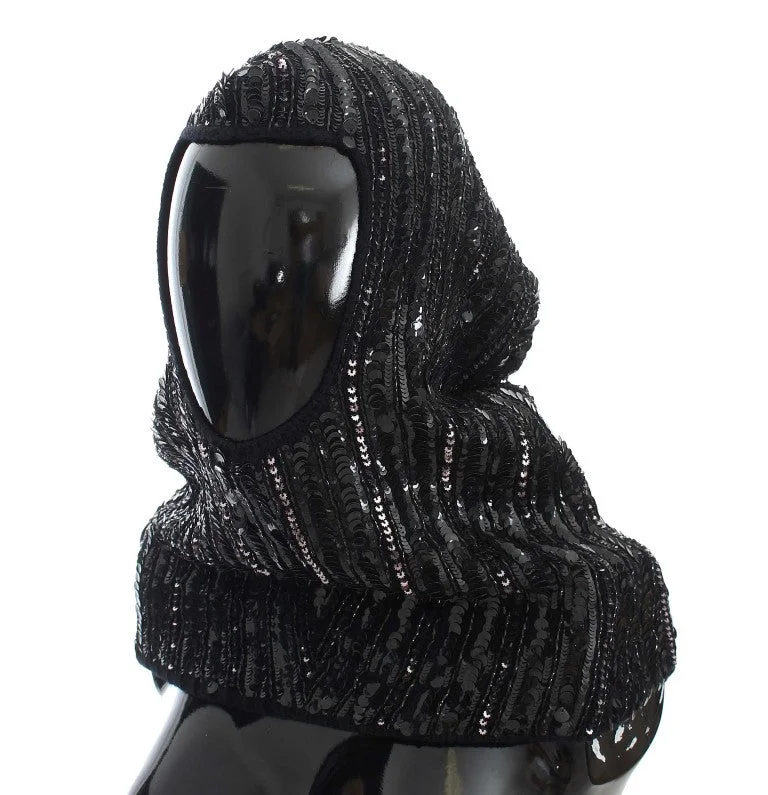 Dolce & Gabbana Elegant  Sequined Hooded Scarf Women's Wrap