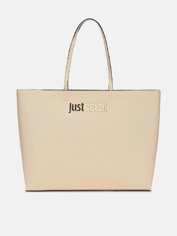 Just Cavalli Women Beige Solid Tote Bag