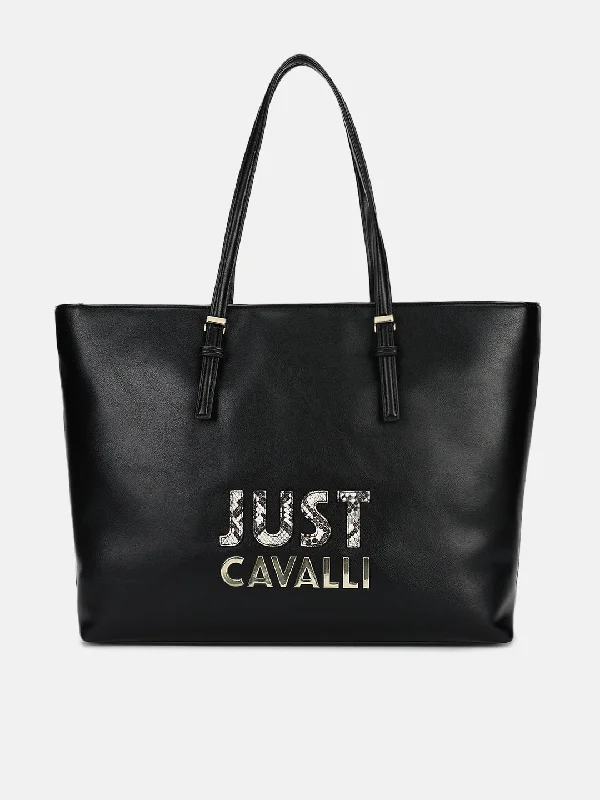 Just Cavalli Women Black Solid Tote Bag