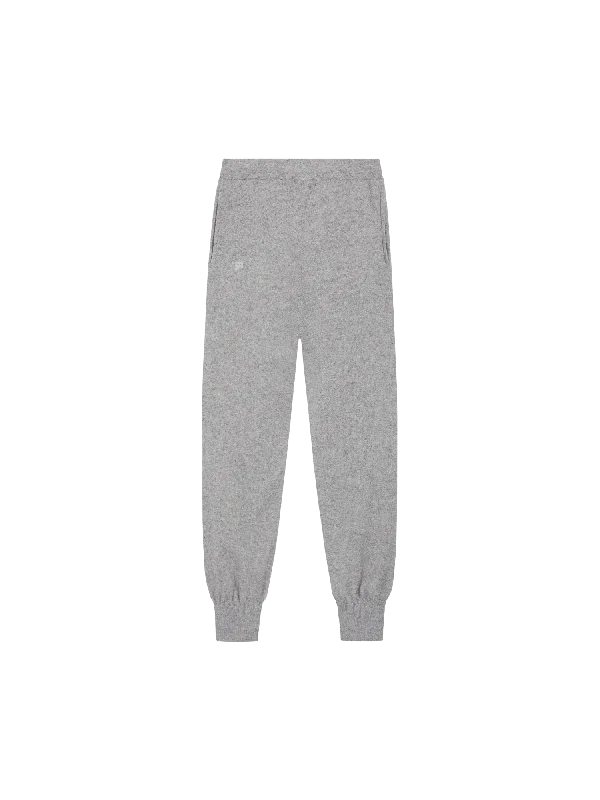 Womens Recycled Cashmere Track Pants—pale grey melange