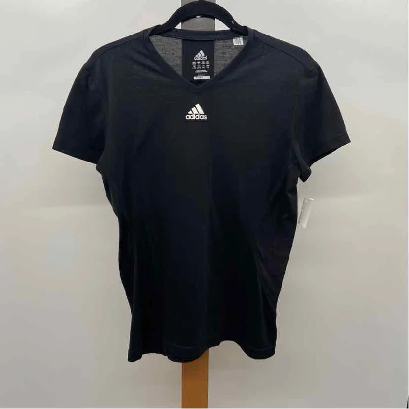 Adidas Women's Size L Black Solid Short Sleeve Shirt