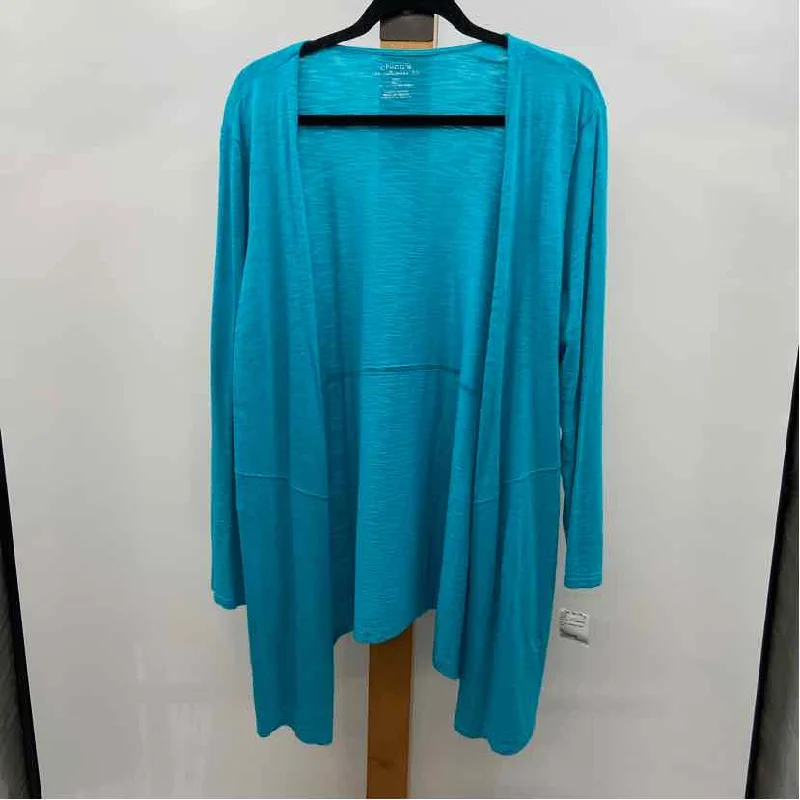 Chicos Women's Size L Teal Heathered Cardigan