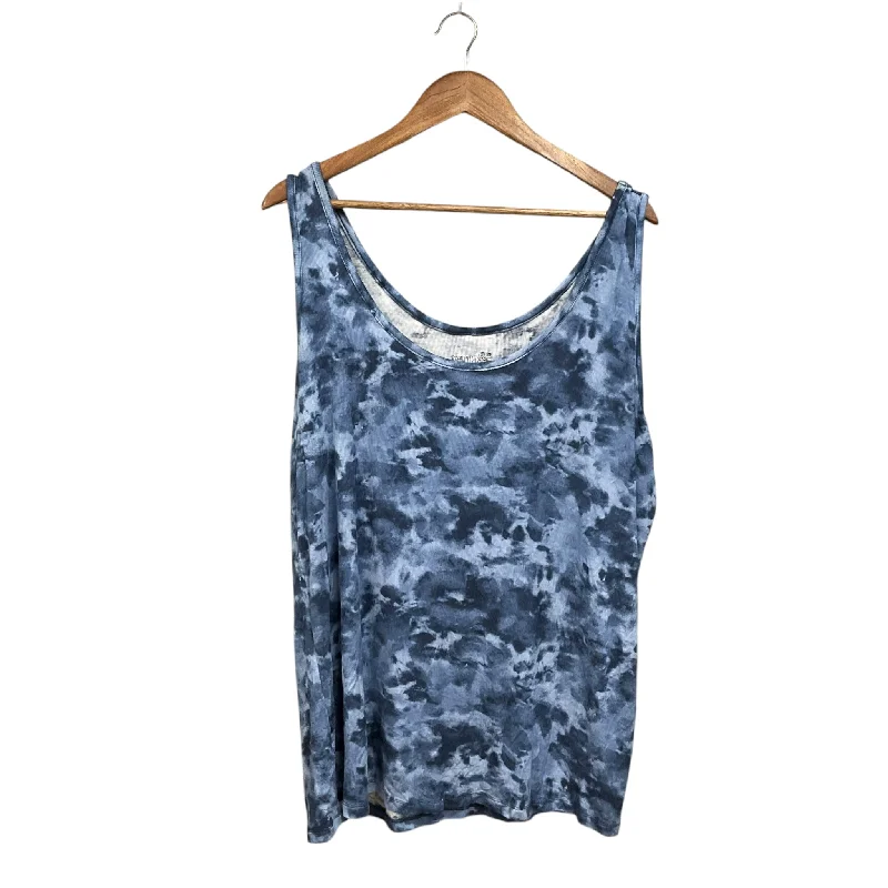 Top Sleeveless By Terra & Sky In Blue & White, Size: 2x