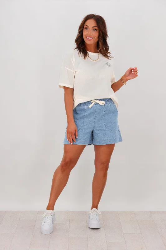 Shine On Label Anderson Chambray Elastic Waist Shorts