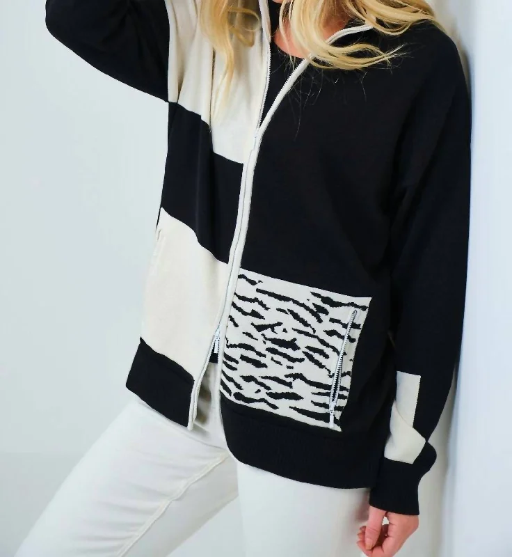 Animal Block Zip Jacket In Black