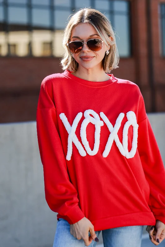 FINAL SALE - Red XOXO Fleece Pullover