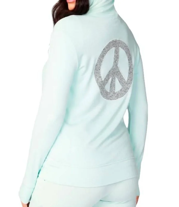 Zip Peace Hoodie In Mist