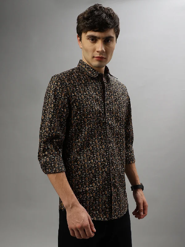 Antony Morato Brown Fashion Printed Slim Fit Shirt