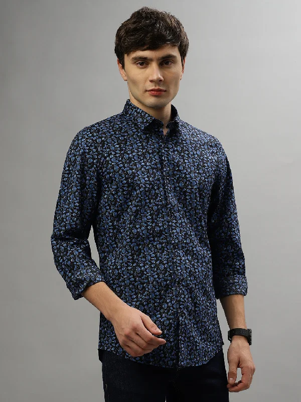 Antony Morato Blue Fashion Printed Slim Fit Shirt