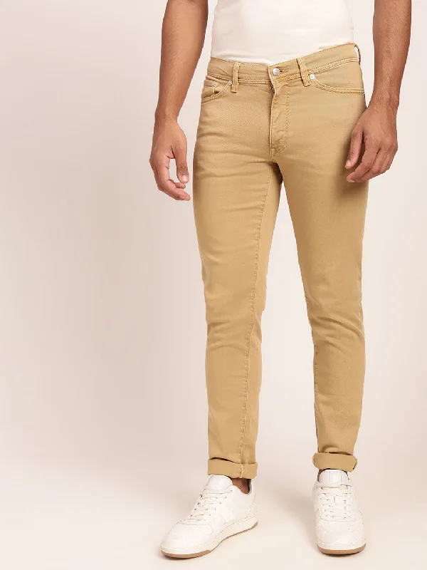 Gant Men Beige Solid Slim Fit Jeans