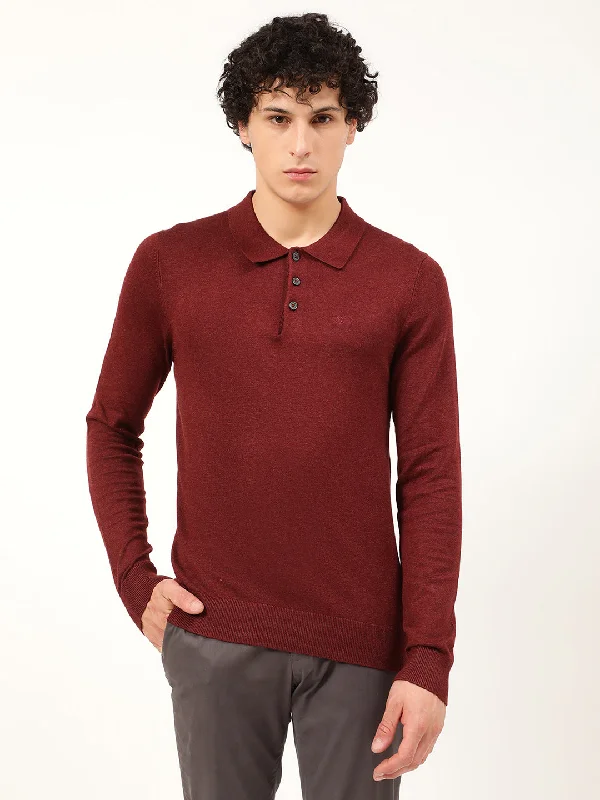 Lindbergh Men Red Solid Round Neck Sweater