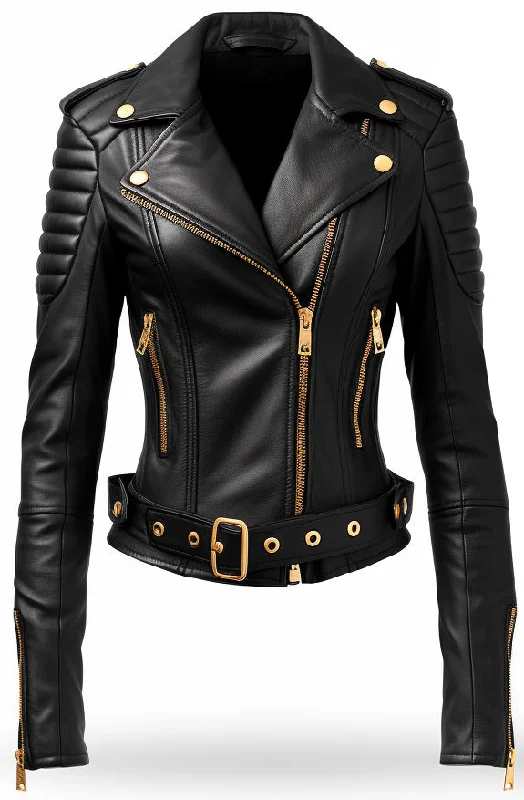 Black Leather Jacket for Women - Biker Leather Jacket