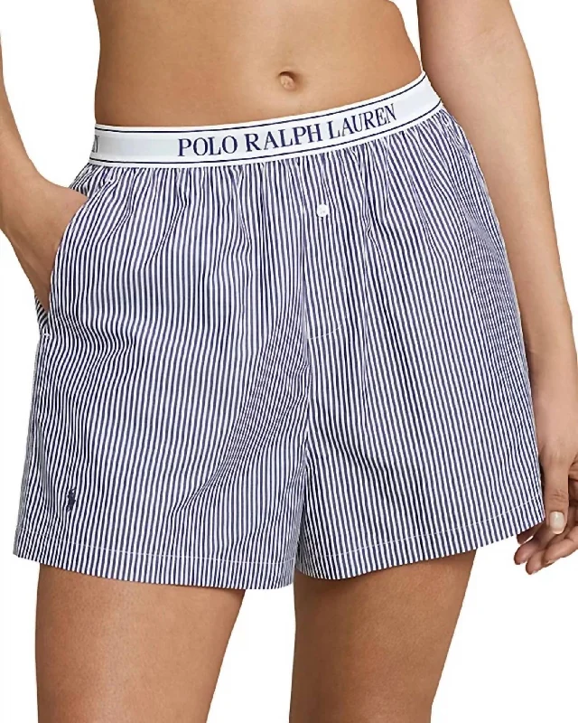 Boxer Pajama Short In White Beacon Blue