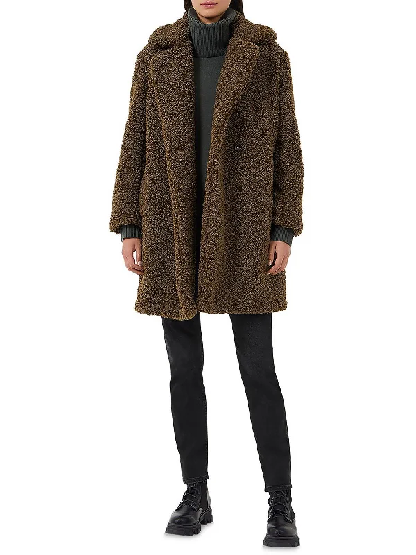 Callie Iren Borg Womens Mid-Length Oversize Faux Fur Coat