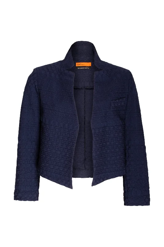 High Collar Classic Jacket - Indigo Jacquard 9753