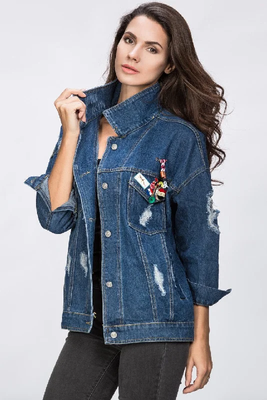 It Style Denim Jacket with Pins