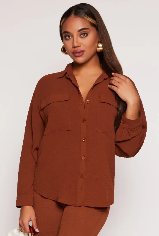 Airy Button Front Shirt