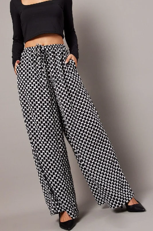 Multi Geo Wide Leg Pants High Rise