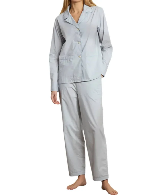 Organic Cotton Poplin Long Pajama Set In Fresh Air