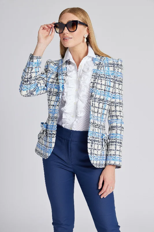 Barbara Blazer in Blue Plaid with Metallic