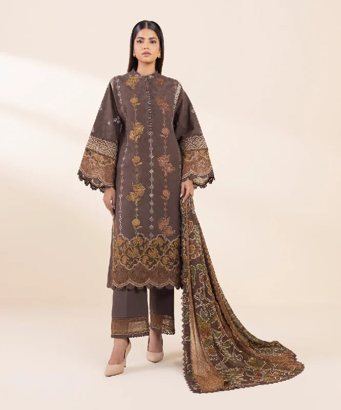 3 Piece - Embroidered Cotton Jacquard Suit