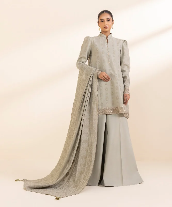 3 Piece - Embroidered Jacquard Suit