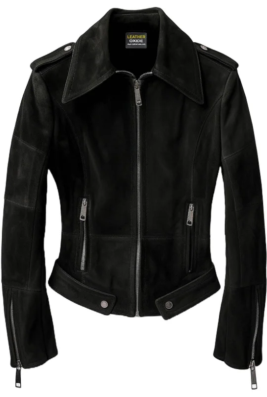 Women Black Suede Leather Jacket