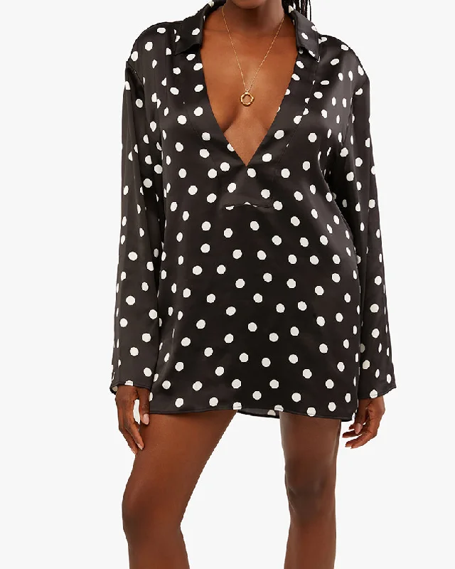 Caftan Oversized Polka Dot Shirtdress