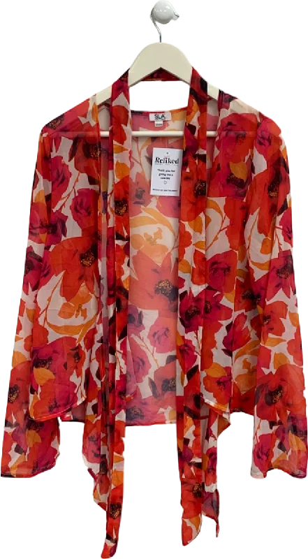 SLA the Label Red Floral Sheer Kimono UK XXS/XS