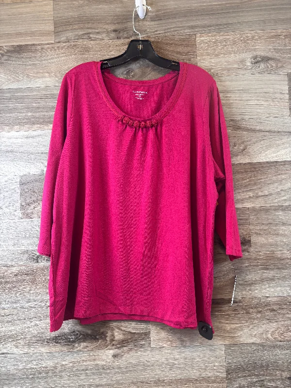 Top Long Sleeve Basic By Croft And Barrow In Pink, Size: 2x