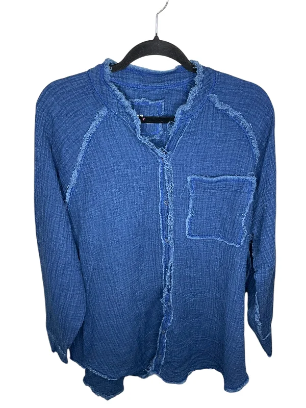 Top Long Sleeve By Aerie In Blue, Size: L