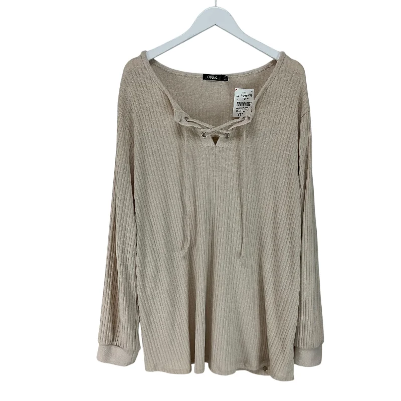 Top Long Sleeve By Clothes Mentor In Cream, Size: 3x