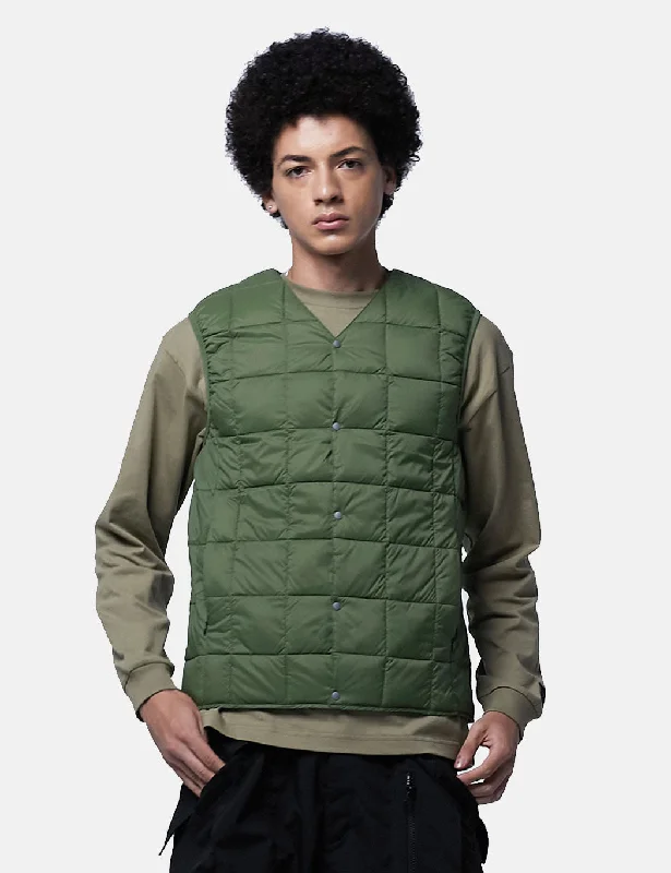 Taion V Neck Down Vest - Olive Green