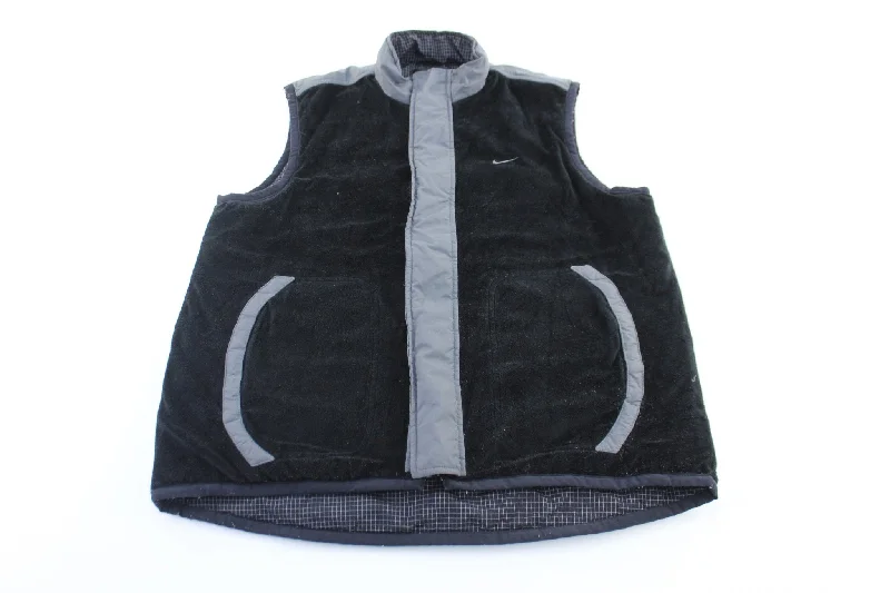 Youth Nike Embroidered Logo Black & Grey Reversible Zip Up Vest