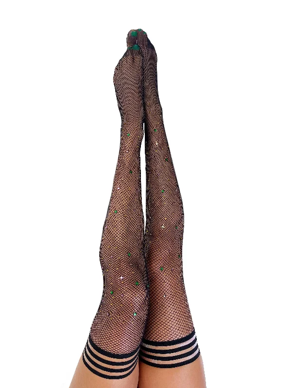 NEW! Black Rhinestone Mardi Gras Thigh-Highs